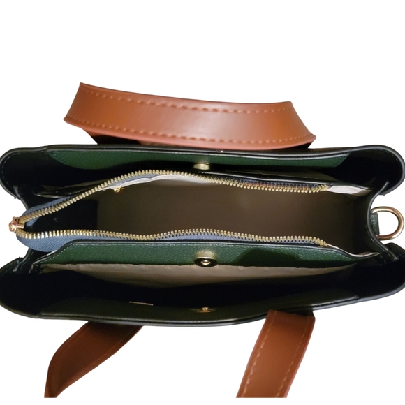 Nwot Green and Tan Women's Handbag. - Picture 8 of 9